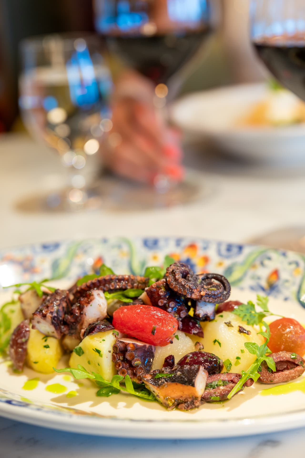 A carefully presented entrée served aboard a cruise ship.