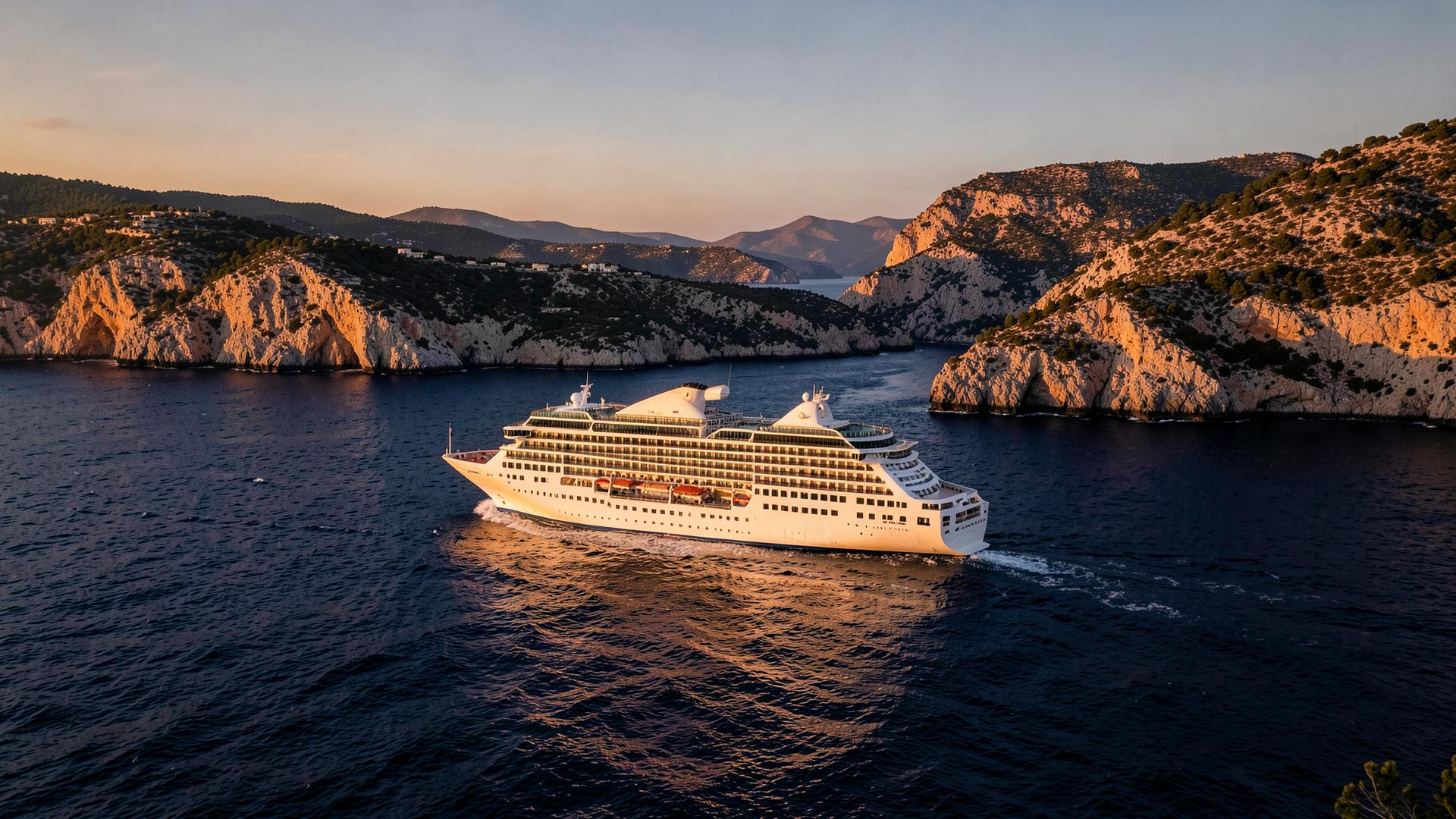Ship sailing past northern coastline